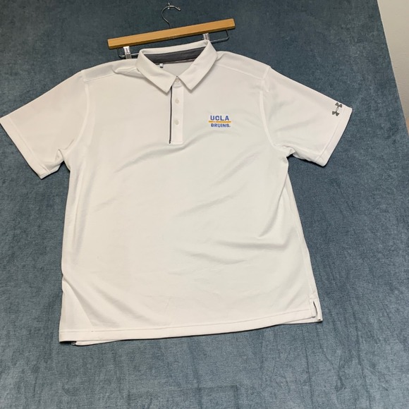 Under Armour Other - Under Armour Heatgear UCLA Bruins Polo Shirt Mens XL White Basketball Loose Fit
